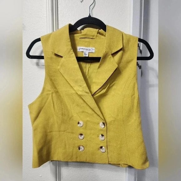 Free People Gabbie Yellow Vest S Festival Party Chic Feminine - Picture 2 of 5